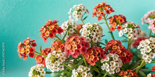 Sweet Alyssum Flowers, Isolated White Background, Blooming Springtime, Garden Plant, Floral Photography