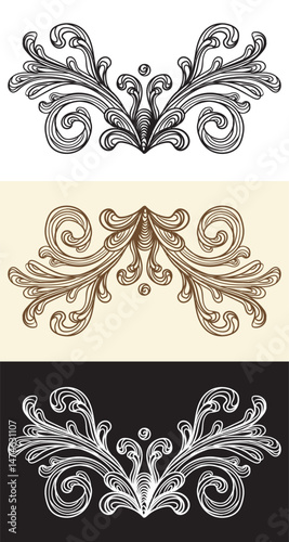 Monochrome vintage royal design elements illustration vector set