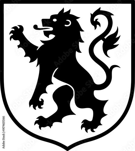 Heraldic Lion Emblem – Medieval Coat of Arms Silhouette