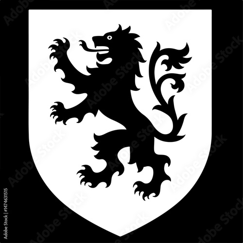 Heraldic Lion Emblem – Medieval Coat of Arms Silhouette
