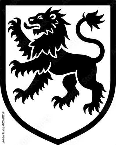 Heraldic Lion Emblem – Medieval Coat of Arms Silhouette