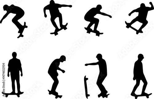 Skateboarder Silhouette Icon – Skating Boy in Action