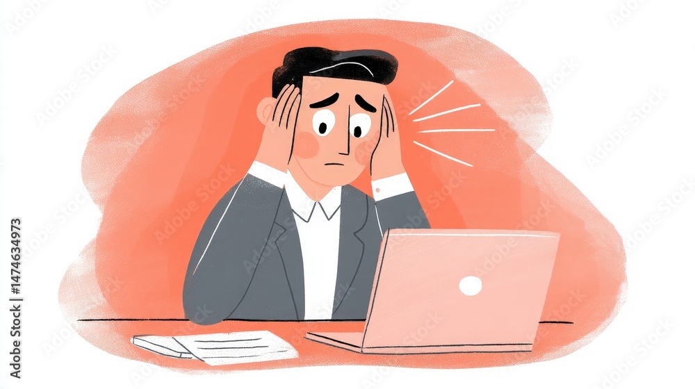 Frustrated Professional Dealing with Stress at Work in an Office Setting Frustrated Professional Dealing with Stress at Work in an Office Setting
