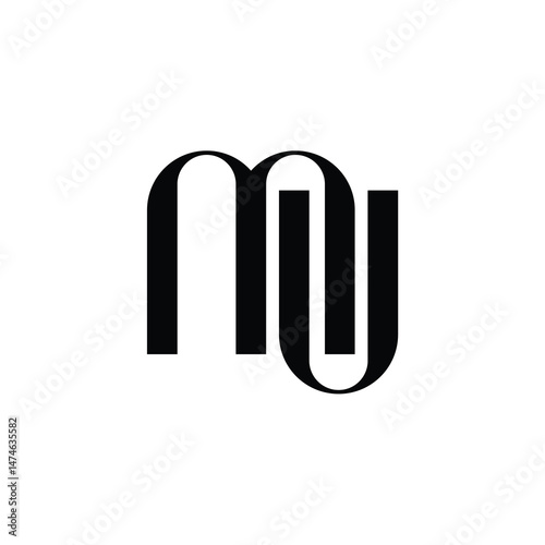 MU monogram logo design letter text name symbol monochrome logotype alphabet character simple logo