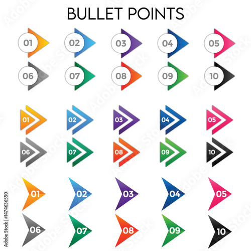 Arrow directional bullet points numbers from one to ten Free Download Arrow directional bullet points numbers from one to ten - GFXLoad