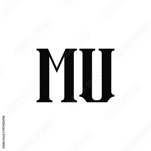 MU monogram logo design letter text name symbol monochrome logotype alphabet character simple logo