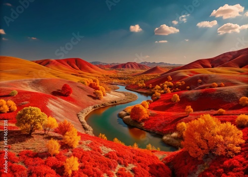 Vibrant Autumn Landscape: Artist's Palette of Colors in Nature