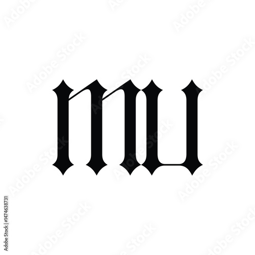 MU monogram logo design letter text name symbol monochrome logotype alphabet character simple logo
