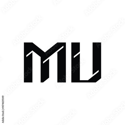 MU monogram logo design letter text name symbol monochrome logotype alphabet character simple logo