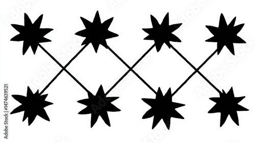 Black Abstract Star Pattern on White Background Suitable for Modern Design Projects