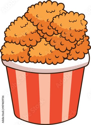 bucket of fried chicken, clipart, illustration for backgrounds and textures