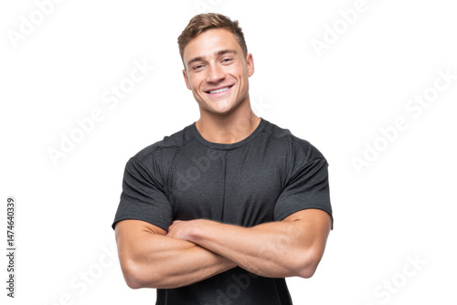 Happy Gym Trainer in Sporty Look – Transparent Background