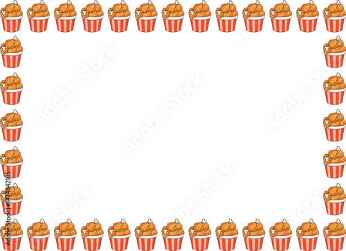 bucket of fried chicken, clipart, illustration for backgrounds and textures, frame