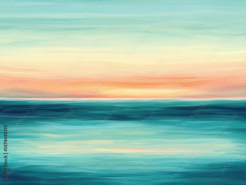 Fototapeta premium Serene ocean sunset with soft blue and orange hues