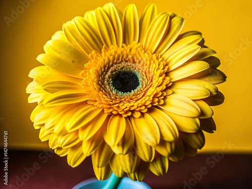 Vibrant Yellow Gerbera Daisy Flower Isolated on White Background