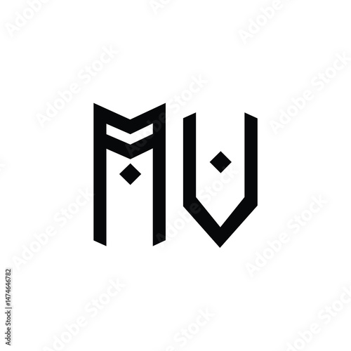 MV monogram logo design letter text name symbol monochrome logotype alphabet character simple logo