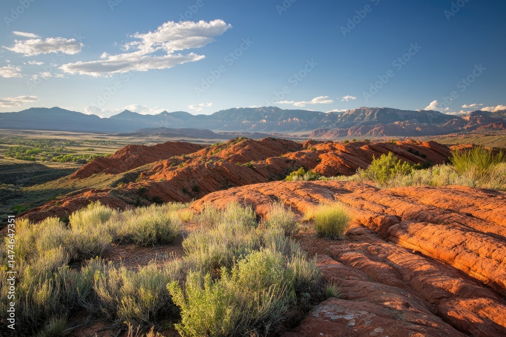 Obraz premium Sunset over red rock landscape