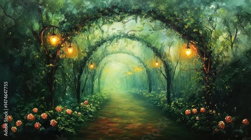 there is a pathway with stairs and flowers in the middle, beautiful render of a fairytale, enchanted magical fantasy