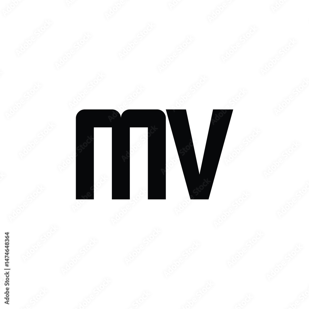 Obraz premium MV monogram logo design letter text name symbol monochrome logotype alphabet character simple logo