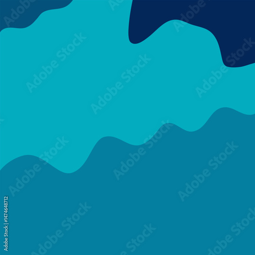 Abstract background design with a smooth blend of teal and light blue abstract shapes. Calm, serene