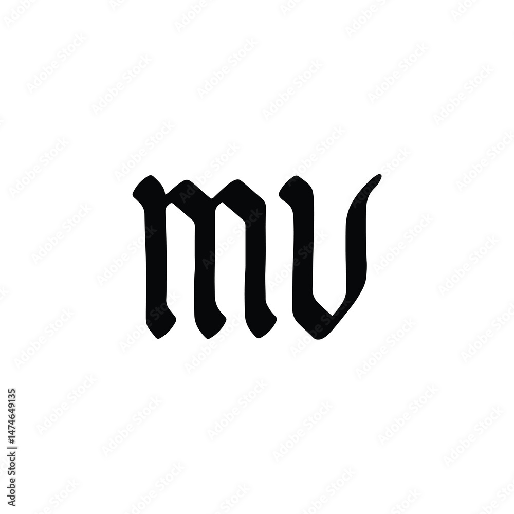 Obraz premium MV monogram logo design letter text name symbol monochrome logotype alphabet character simple logo