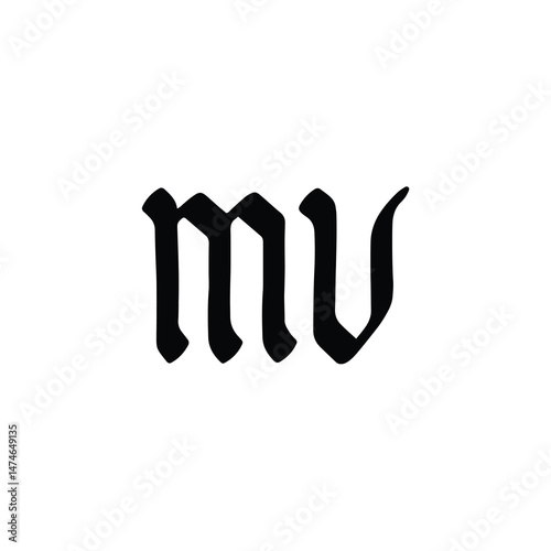 MV monogram logo design letter text name symbol monochrome logotype alphabet character simple logo