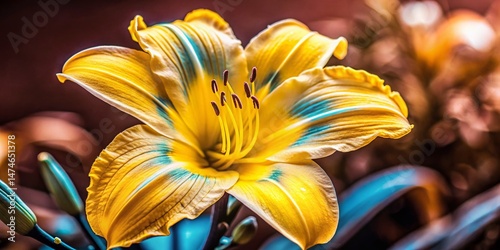 Vintage Style Close-up of a Luxurious Edible Daylily Flower in a Garden