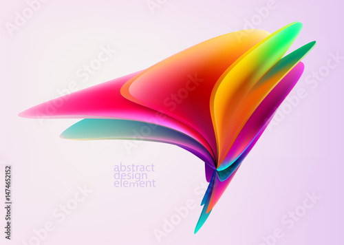  Abstract 3D shape of iridescent wavy forms. Realistic vector design elements.