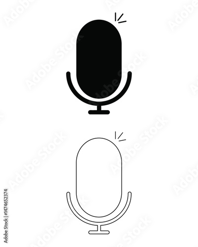 Microphone icon set, Vector mic icon, Podcast microphone for recording or speaking.
