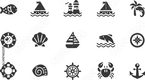  marine life  nautical elements line icon set  vec (1).eps