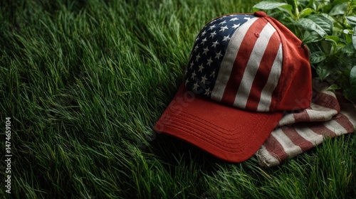 baseball cap with american flag, patriotism concept