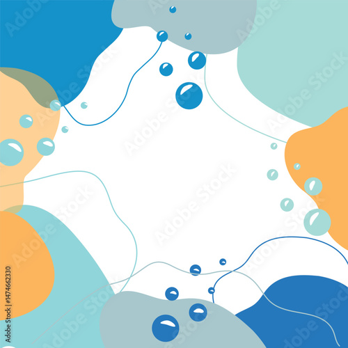 Photography cute marine background with blue water bubbles banner,nautical background with