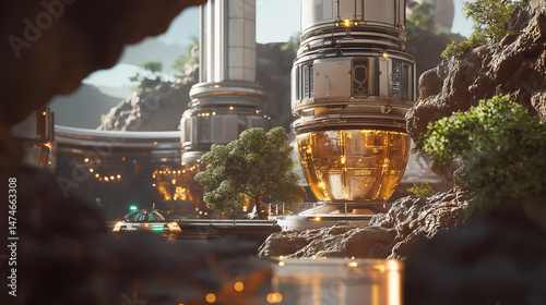 Mars colonization concept with habitats, rovers, and terraforming visuals photo