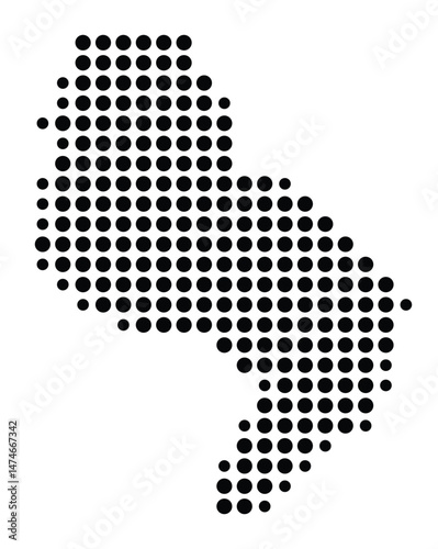 Symbol Map of the city Niebüll (Schleswig-Holstein, Germany) showing the city with a pattern of just a few black dots