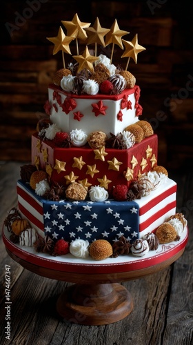 photo of 4th of july cake stars stripes usa flag