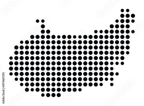 Symbol Map of the city Quickborn (Schleswig-Holstein, Germany) showing the city with a pattern of just a few black dots