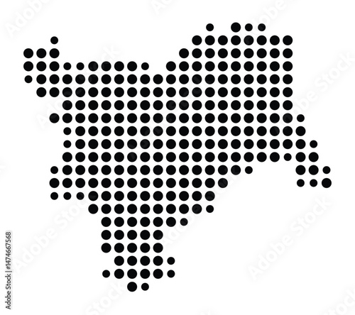 Symbol Map of the city Scharbeutz (Schleswig-Holstein, Germany) showing the city with a pattern of just a few black dots