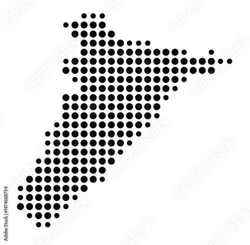 Symbol Map of the city Bad Fallingbostel (Niedersachsen, Germany) showing the city with a pattern of just a few black dots