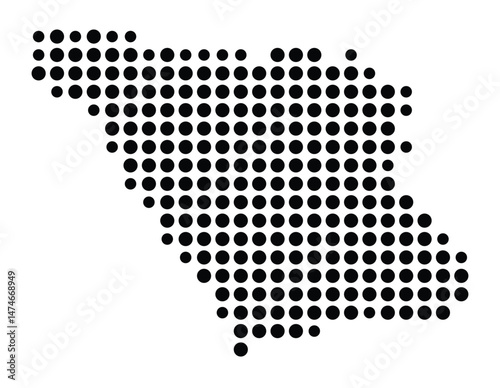 Symbol Map of the city Barßel (Niedersachsen, Germany) showing the city with a pattern of just a few black dots