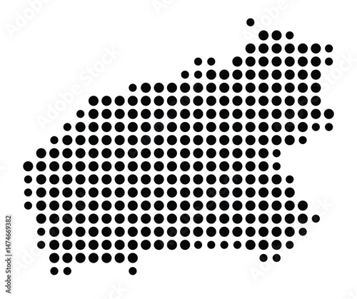 Symbol Map of the city Beverstedt (Niedersachsen, Germany) showing the city with a pattern of just a few black dots