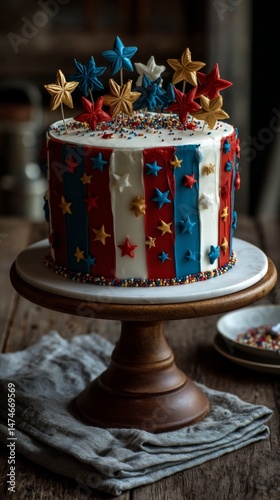 photo of 4th of july cake stars stripes usa flag