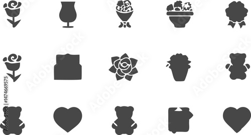 flower bouquet service line icon set  vector picto.eps