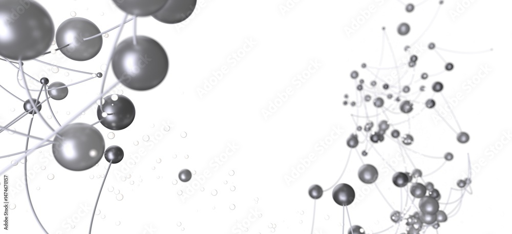 Obraz premium Modern abstract background image of interconnected silver spheres. Perfect for technology, network, or connection concepts.