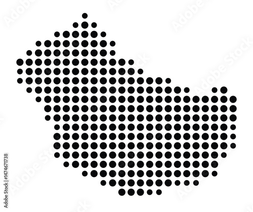 Symbol Map of the city Hatten (Niedersachsen, Germany) showing the city with a pattern of just a few black dots