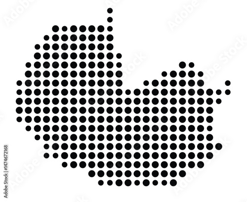 Symbol Map of the city Hude (Oldb) (Niedersachsen, Germany) showing the city with a pattern of just a few black dots