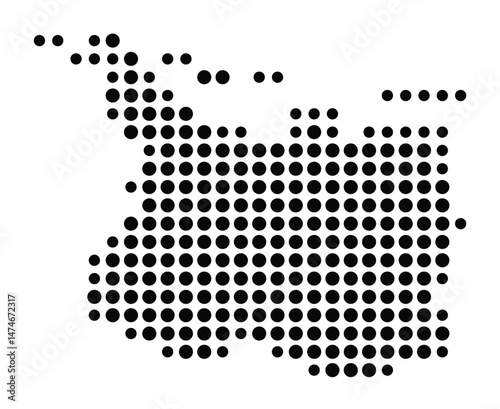 Symbol Map of the city Jork (Niedersachsen, Germany) showing the city with a pattern of just a few black dots