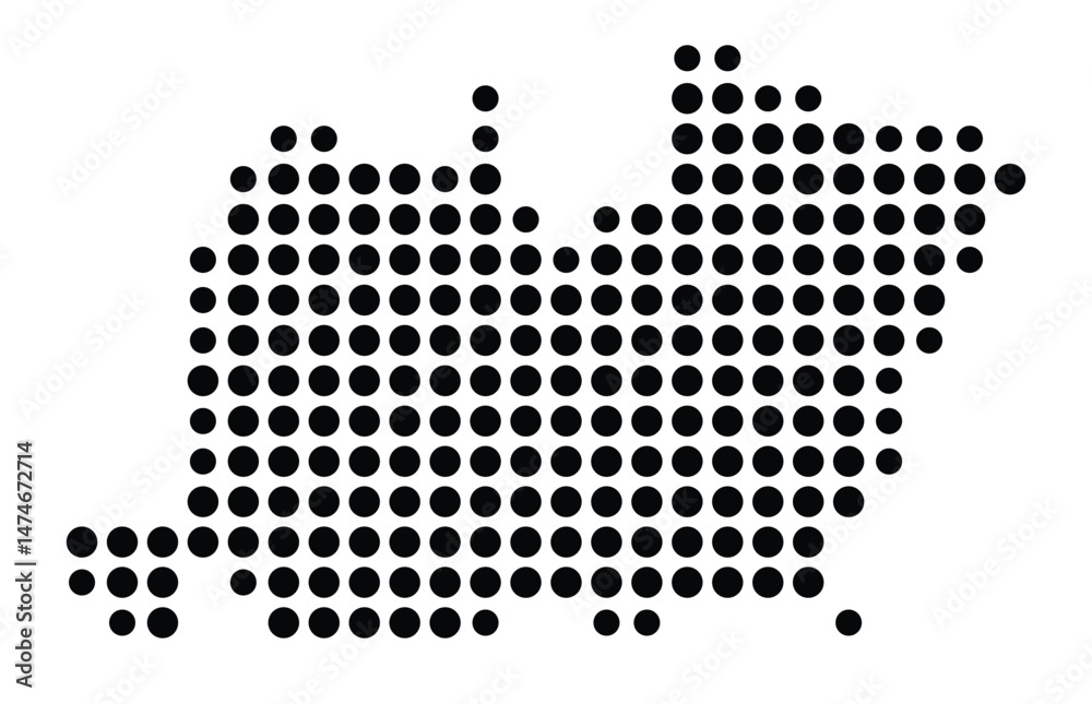 Symbol Map of the city Langwedel (Niedersachsen, Germany) showing the city with a pattern of just a few black dots
