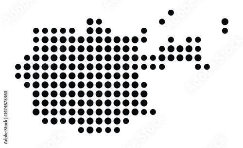 Symbol Map of the city Osterode am Harz (Niedersachsen, Germany) showing the city with a pattern of just a few black dots