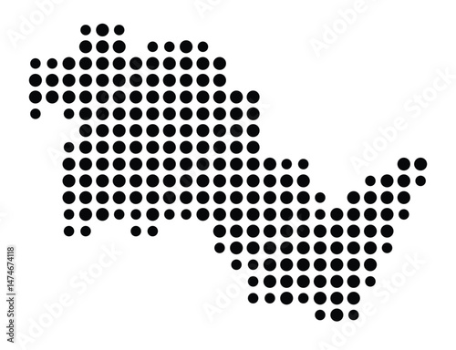 Symbol Map of the city Ritterhude (Niedersachsen, Germany) showing the city with a pattern of just a few black dots