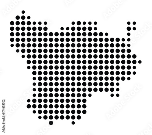 Symbol Map of the city Uetze (Niedersachsen, Germany) showing the city with a pattern of just a few black dots